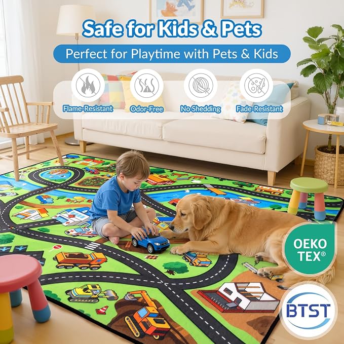 Kids Rug, 5x7 Ft City Farm Play Rug - Image 4