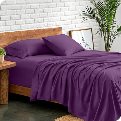 Bare Home Twin XL Sheet Set - College Dorm Size - Luxury 1800 Ultra-Soft Microfiber Twin Extra Long Bed Sheets - Deep Pockets - Easy Fit - Extra Soft - 3 Piece Set - Bed Sheets (Twin XL, Plum)