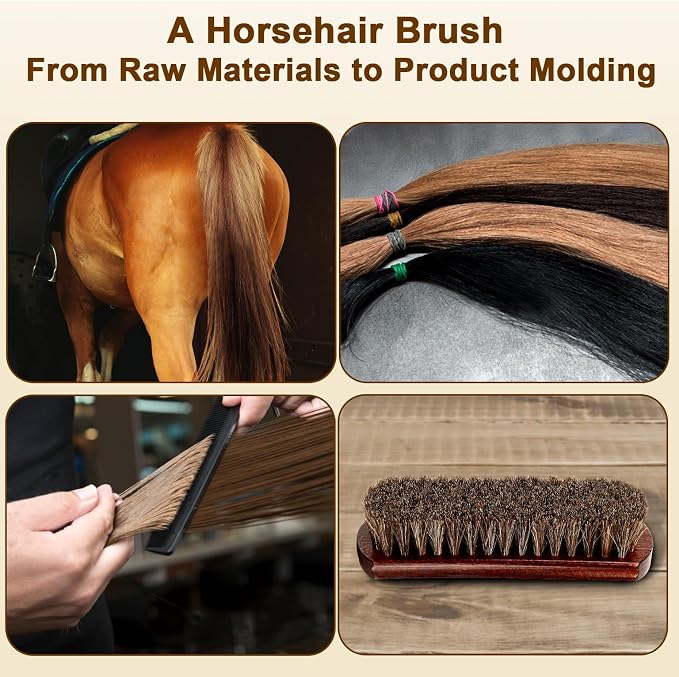 4-Piece 100% Horse Hair Shoe Brush Kit - Image 3