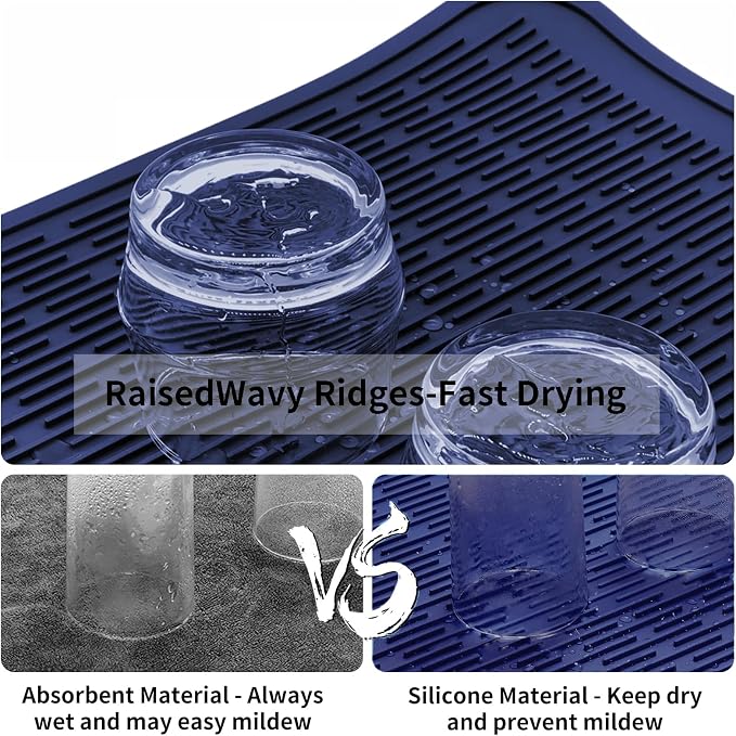 ZLR Silicone Dish Drying Mat for Kitchen Counter, Eco-Friendly Fast Dry Dish Mat - Image 2