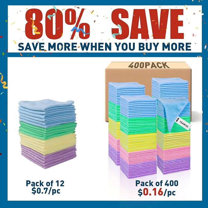 Microfiber Towels Bulk-400 Pack, Cleaning Cloths, Microfiber Towels - Image 2