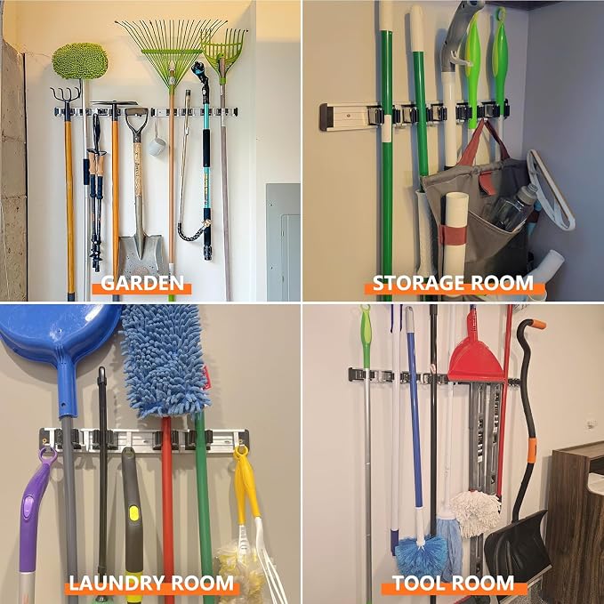 reliahom Broom Holder Wall Mount, 5 Racks - Image 5