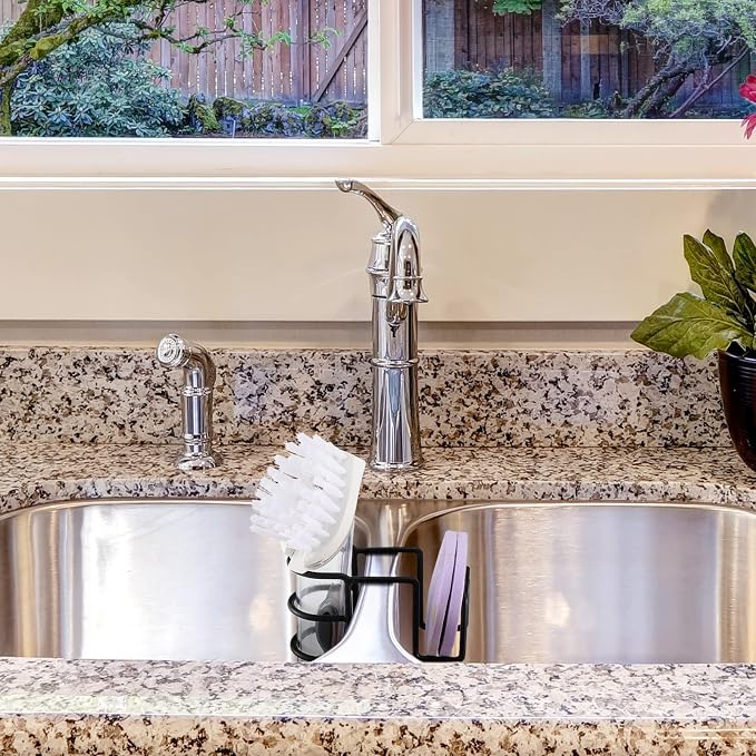 Blulu 2 Pieces Sink Dish Wand Brush Holder Kitchen Sink Caddy Organizer Sponge - Image 5