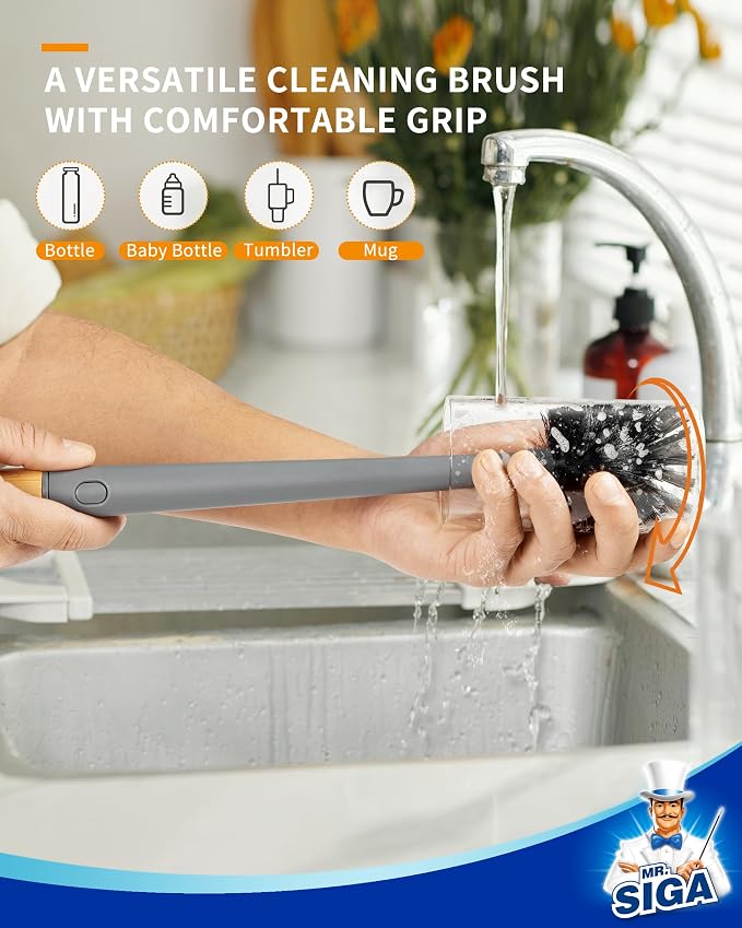 MR.SIGA Water Bottle Brush and Straw Cleaner Brush, Long Handle Bottle Cleaner - Image 4