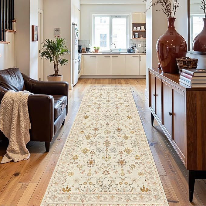 2x6 Floral Runner Rug, Washable Runners by Rugxara