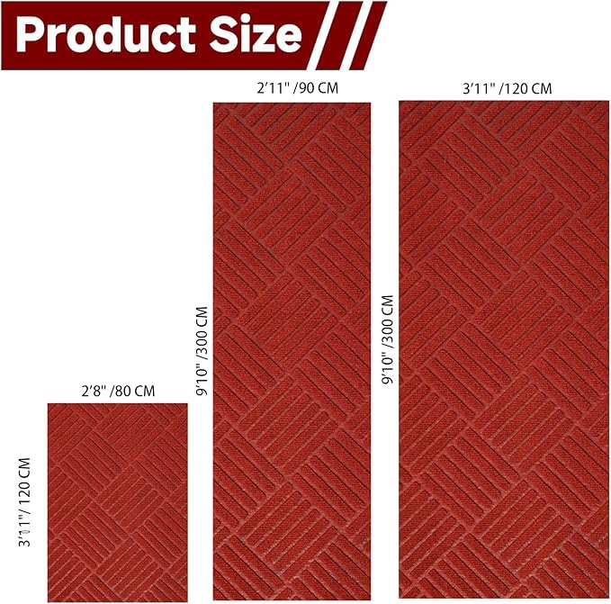 jxgzyy Red Carpet Runner for Party, Non-Slip Red Runner Rug for Hallway & Entryway, Durable Low-Pile Indoor Carpet, Easy to Clean, 2'11" x 9'10"