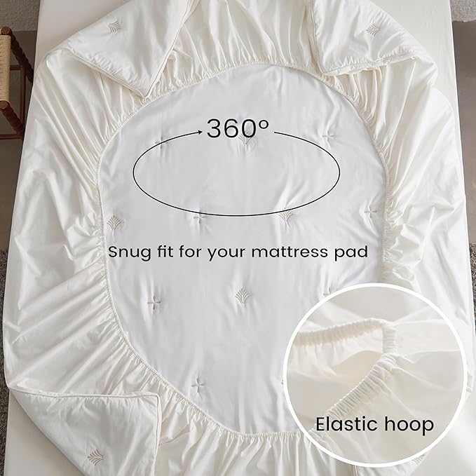 Simple&Opulence Cooling Quilted Mattress Pad – Fitted Sheet Mattress Protector Cover with Elastic Corners, Soft & Breathable, 16 Inch Deep Pocket (Cream Khaki,Full)