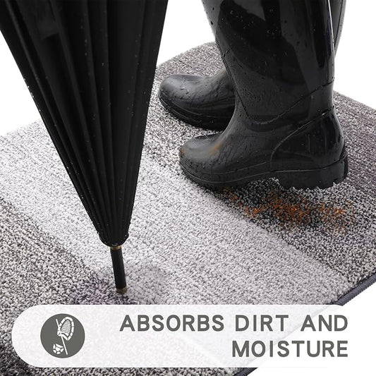 Kitinjoy Indoor Outdoor Door Mat, 32x20 Non-Slip Absorbent Dirt Trapper - Image 2