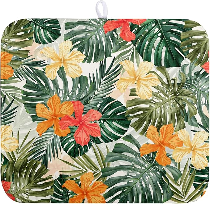 Tropical Leaves Flower Drying Mat by Wnoesat