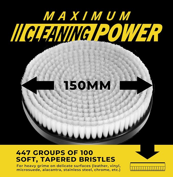 VViViD Drill Backing Plate + Power Scrub Brush Attachment, 150mm Diameter Large - Image 2