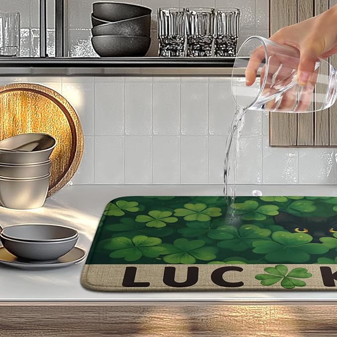 St Patricks Day Spring Shamrock Dish Drying Mats St Patrick's Day Dish Mat Cute - Image 5