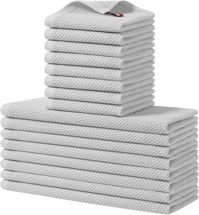 Homaxy 100% Cotton Kitchen Towels and Dishcloths Set, 12 x 12 Inches and 13 x by Homaxy