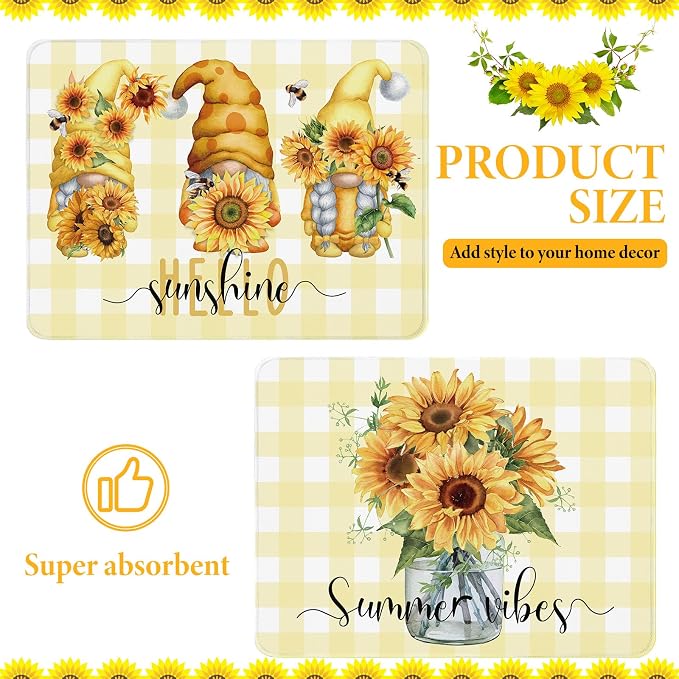 2 Pcs Sunflower Dish Drying Mat - Image 2