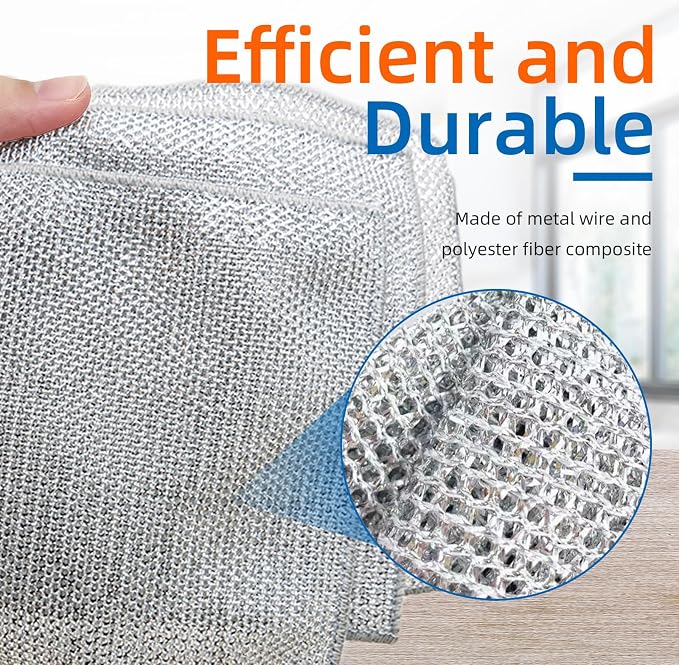Large Size Non Scratch Steel Wire Dishwashing Rags and Steel Scrubber, - Image 3