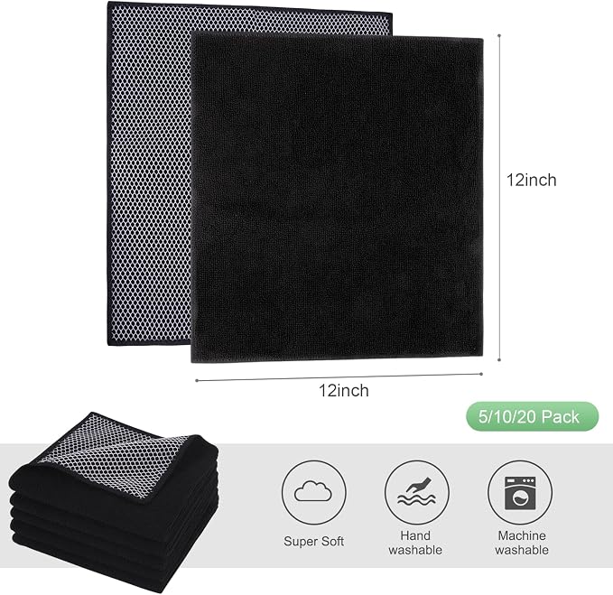 SINLAND Microfiber Dish Cloth Kitchen Cleaning Dish Towel Absorbent Fast Dry - Image 2