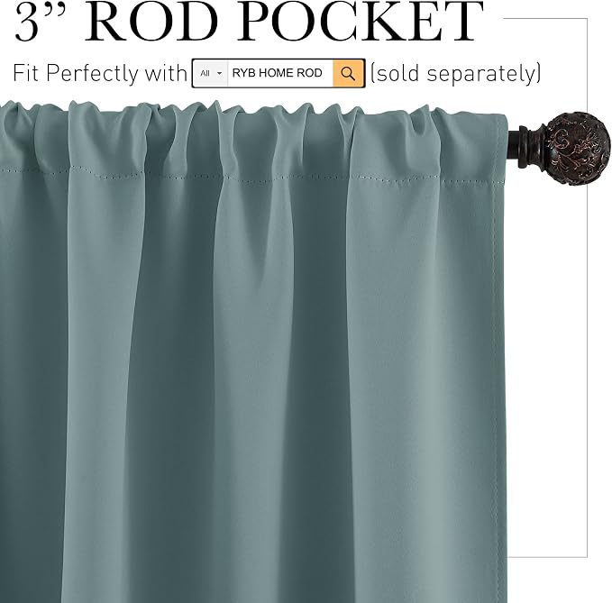 RYB HOME Small Window Blackout Curtains - Image 2