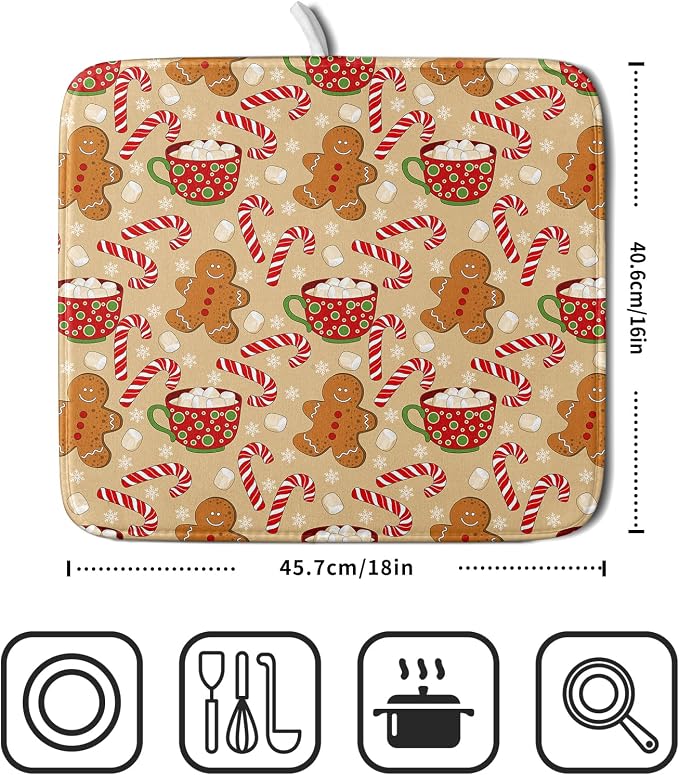 Christmas Gingerbread Man Dish Drying Mat - Image 2