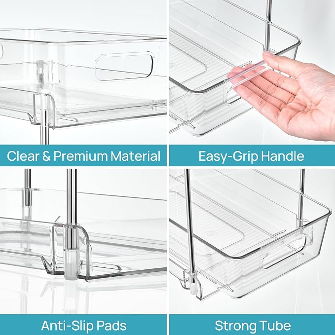 Vtopmart 4 Pack Higher Bathroom Organizer, 2 Tier White Under Sink Organizers - Image 8