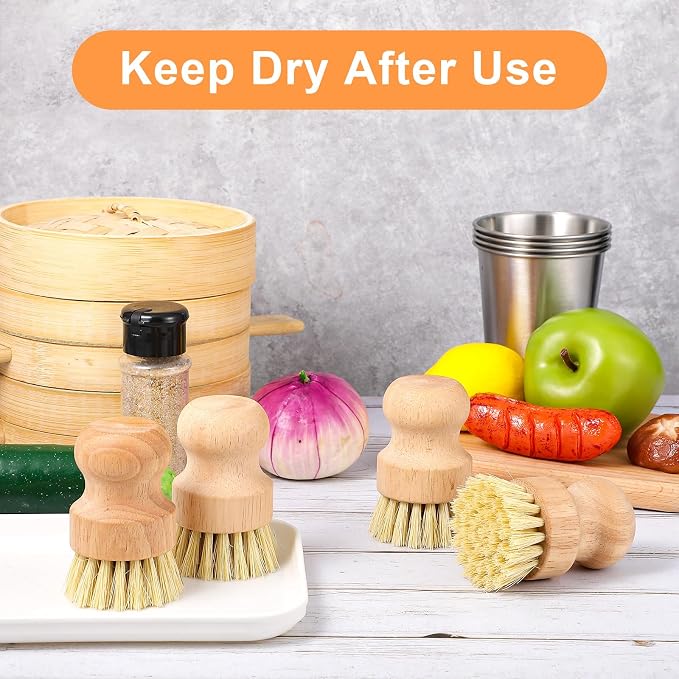 cobee 12Pcs Bamboo Dish Scrub Brushes, Kitchen Dishwashing Scrubber - Image 7