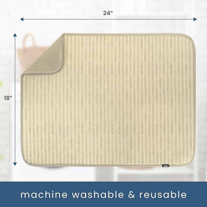 S&T INC. Dish Drying Mat XL, 18” x 24”, Absorbent Microfiber Kitchen Counter Mat - Image 6