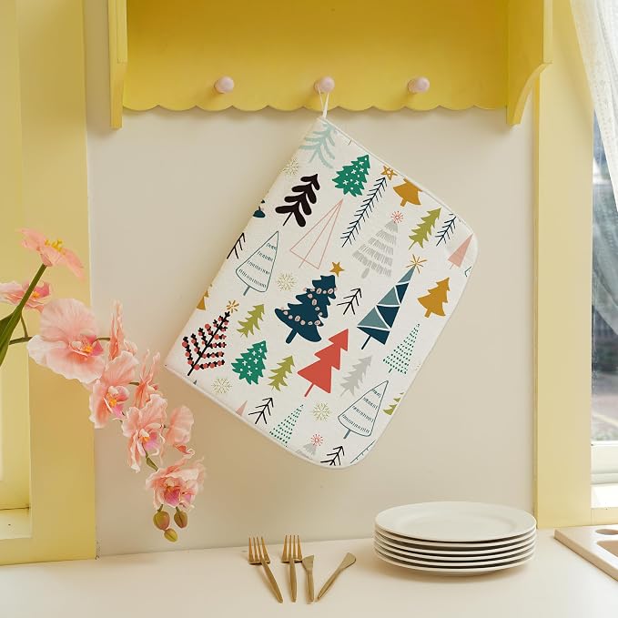 Christmas Dish Drying Mats 18x24 Inch Colorful Geometric Christmas Tree Drying - Image 4