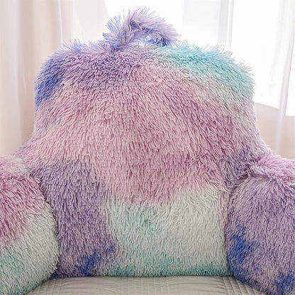 Aimuan Reading Pillow Bed Rest Pillow Plush Shaggy with Arms Cushion for Adults Teens Incline Rest Sitting up & Sleeping Snoring Pillow with Pregnancy Lumbar Back Support (Standard, Blue-Purple)