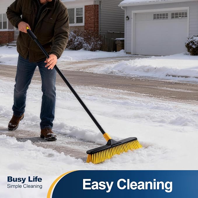 Yocada 18 Inch Push Broom Heavy-Duty Outdoor Commercial Broom Brush Stiff - Image 3