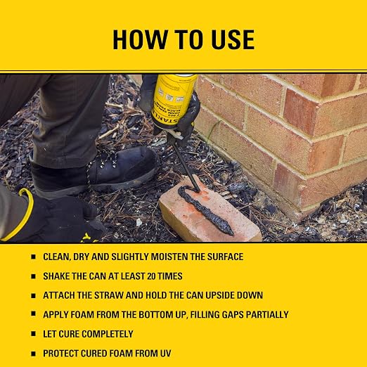 Stanley F903 Black Spray Foam Sealant – Waterproof Expanding Polyurethane Foam - Image 7