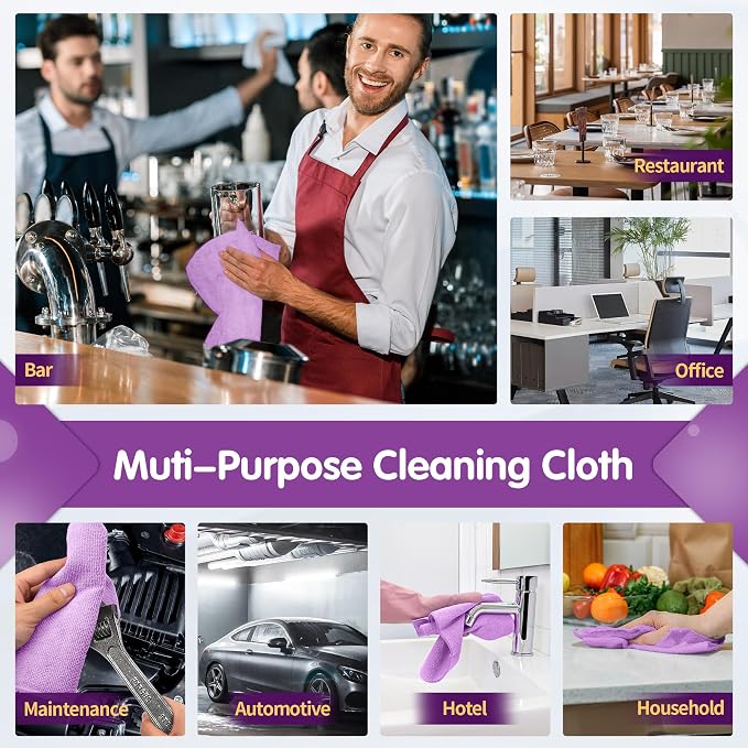 FIXSMITH Purple Microfiber Cleaning Cloth -Pack of 8, Highly Absorbent Cleaning - Image 7