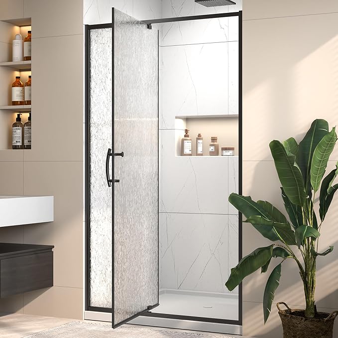 38-42" W x 71" H Pivot Glass Shower Door, 1/4" Thick SGCC Tempered Rain Glass by Unknown