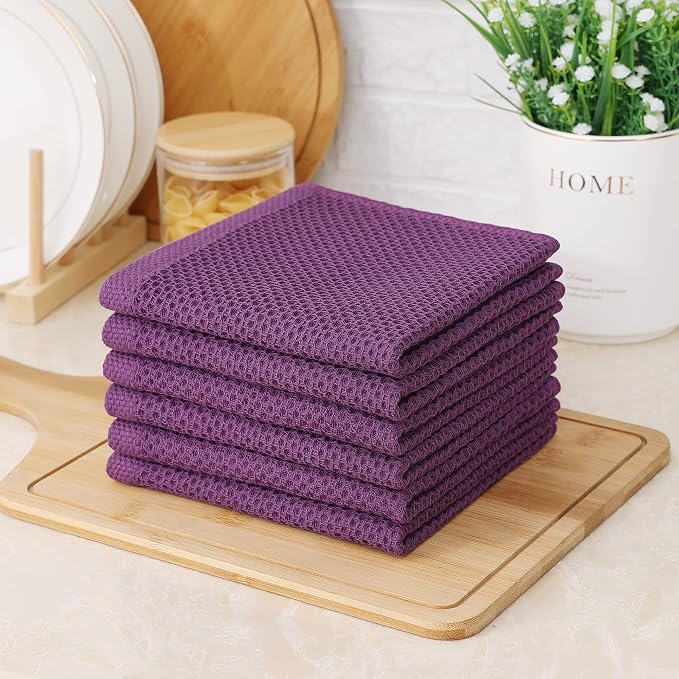 Kitinjoy 100% Cotton Kitchen Dish Cloths, 6 Pack Waffle Weave Ultra Soft - Image 7