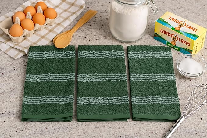 Serafina Home Dark Forest Green Kitchen Hand Dish Towels: Oversized 18" x 28" - Image 5