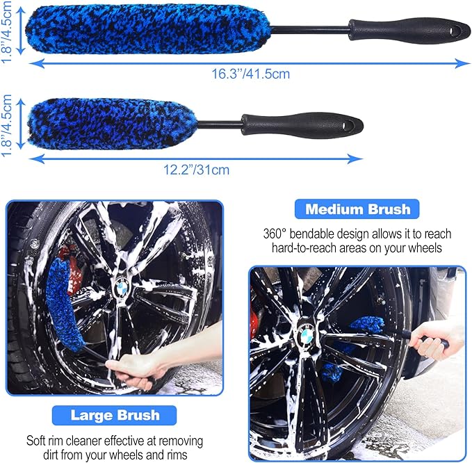 12Pcs Wheel Brush Kit for Cleaning Wheel and Tire, Wheel and Rim Brush - Image 3
