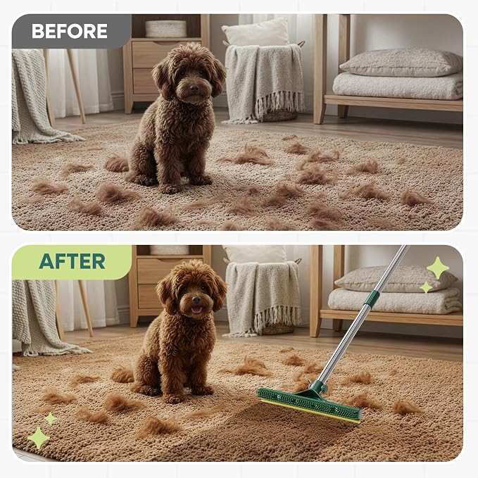 Carpet Rake for Pet Hair Removal, 60” Long Handle – Heavy-Duty Pet Hair Remover - Image 7