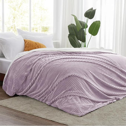 Sherpa Throw Blanket for Couch - Soft Cozy Fleece, Warm for Winter, Reversible for Sofa, 50 x 60 Inches, Lavender