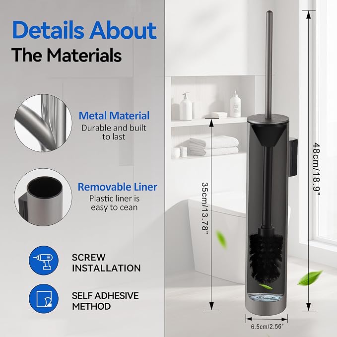 Wall Mounted Brushed Nickel Toilet Brush - Image 3