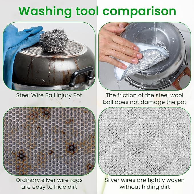 TIESOME 6Pcs Newly Upgraded Double Side Non Scratch Wire Dishcloths, Reusable - Image 7