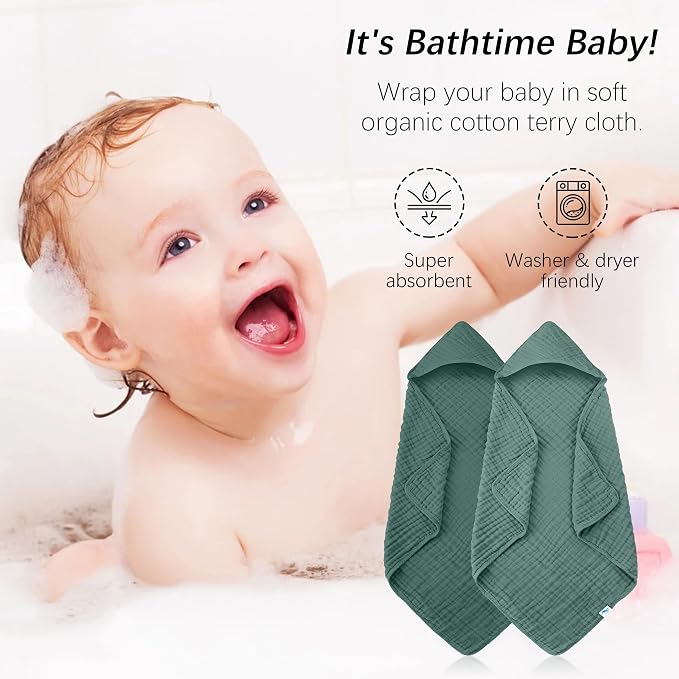 SWEET DOLPHIN Muslin Hooded Baby Bath Towels - Image 3