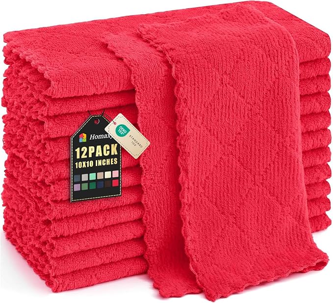 Homaxy 12 Pack Kitchen Dish Cloths, Super Soft and Absorbent Coral Velvet Dish by Homaxy