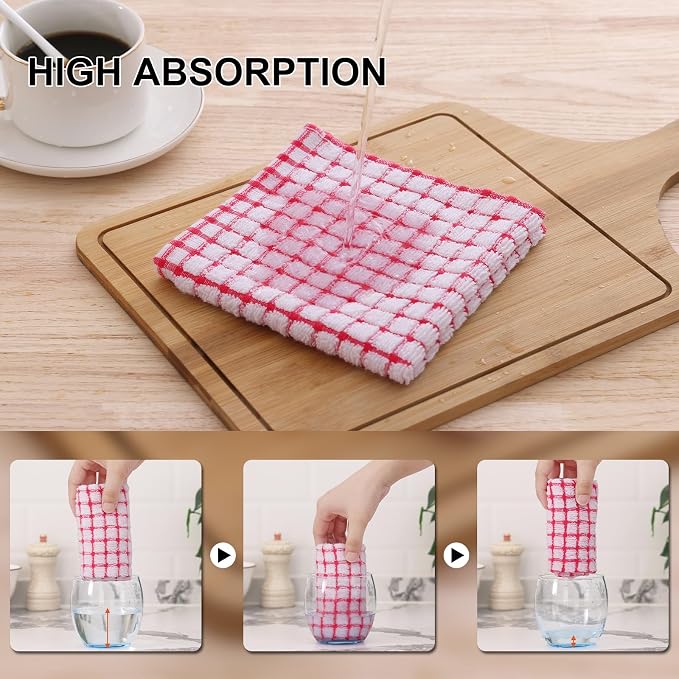 Kitinjoy Cotton 8 Pack Terry Kitchen Dish Cloths, 12 x 12 Inches Super Soft and - Image 3