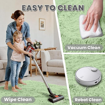 6x9 Area Rugs for Living Room Rug: Soft Fluffy Shag Mint Green Rugs for Bedroom, Non-Slip Large Fuzzy Plush Rug Indoor Floor Carpet for Nursery Kids Boys Girls Room, Dorms, Playroom, Modern Home Decor