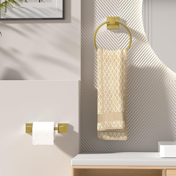 FORIOUS Toilet Paper Holder Wall Mount and Hand Towel Ring Set, SUS 304 - Image 2