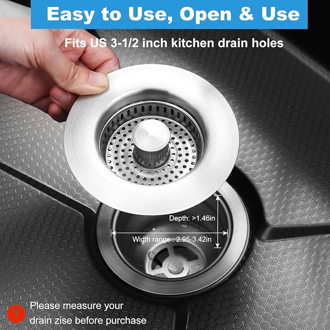 3-in-1 Kitchen Sink Drain Strainer & Stopper - Image 5
