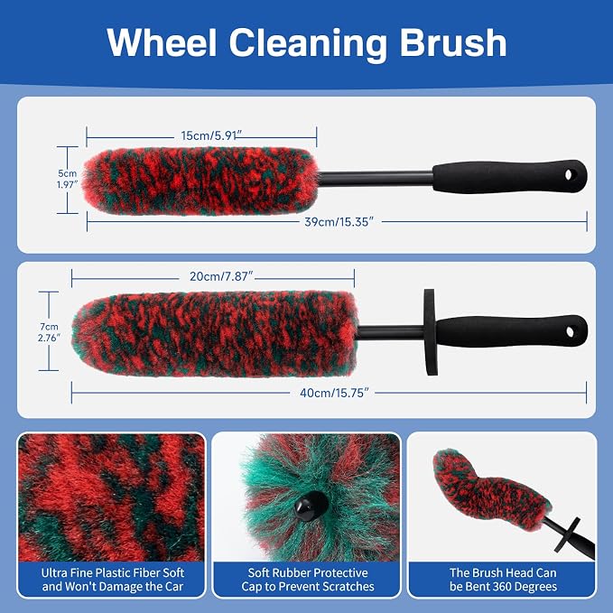 4 Pack Car Wheel and Tire Cleaner Brushes Kit Auto Motorcycle Rim Hub Ultra - Image 2