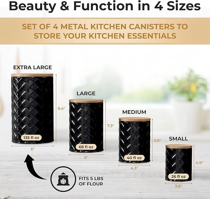 Pebble & Stem® Black Metal Canister Set - Image 3