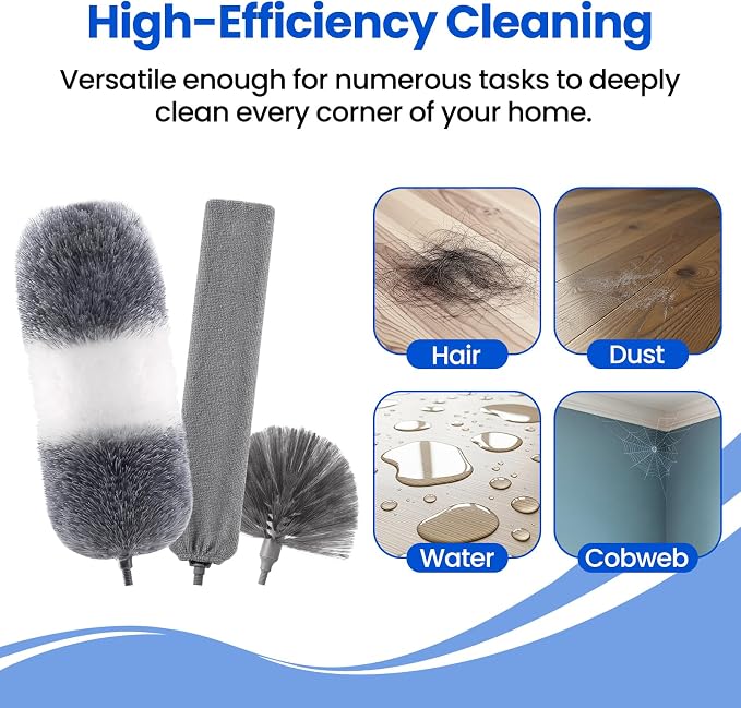 Extra-Long Dusters Kits with Extension Pole, 5 in 1 Cleaning Tools with - Image 5