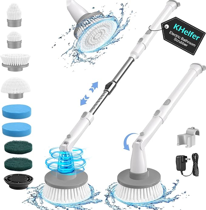 kHelfer Electric Spin Scrubber Kh8, Upgrade Cordless Shower Scrubber 8 by kHelfer