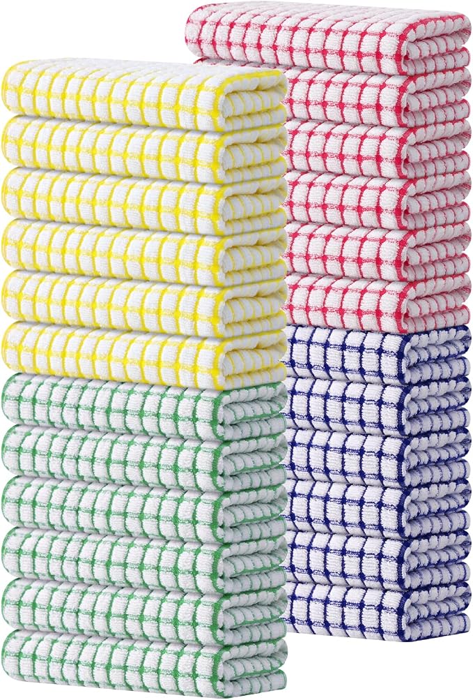 Kitinjoy Cotton 24 Pack Terry Kitchen Towels, 16 x 25 Inches Super Soft and by Kitinjoy