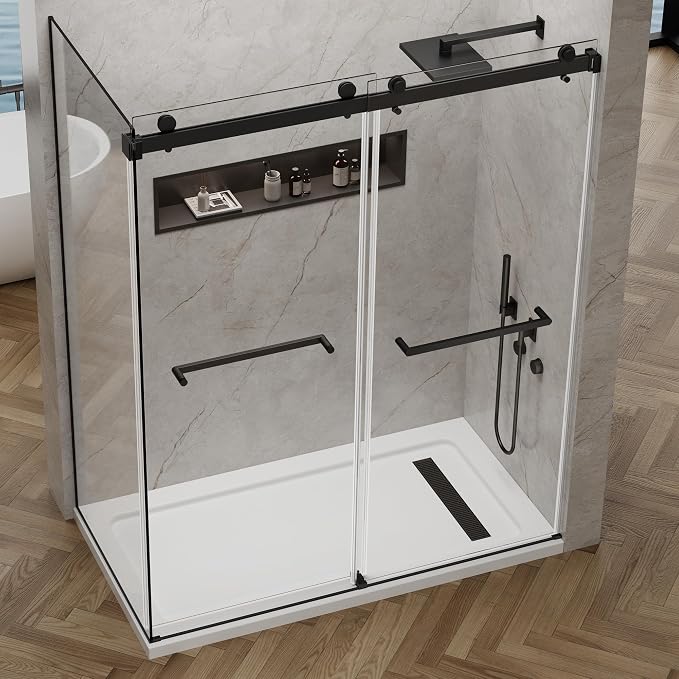 60x76 in Frameless Double Sliding Shower Door - Image 3