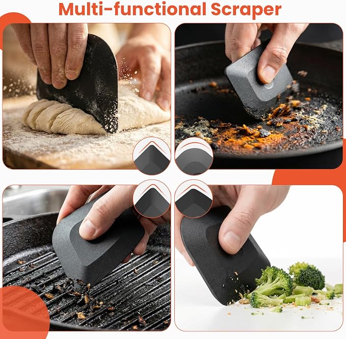 Cast Iron Scrubber with Long Handle | 316 Cast Iron Cleaner Chainmail Scrubber - Image 4